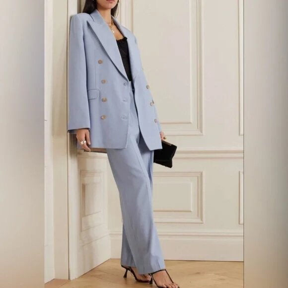 KHAITE Balton Double Breasted Blazer, Blue, sz 4 - Picture 7 of 8